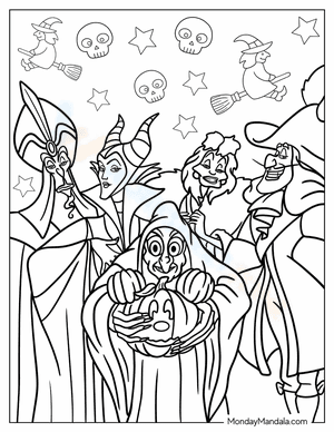 Cruel Characters Halloween Coloring Page