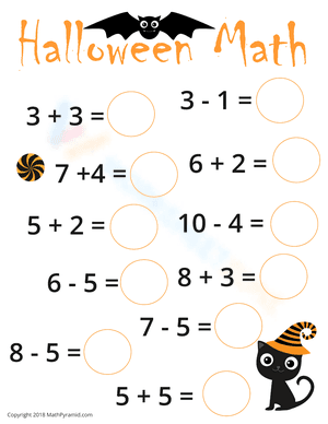 Bats Halloween Addition & Subtraction Worksheet