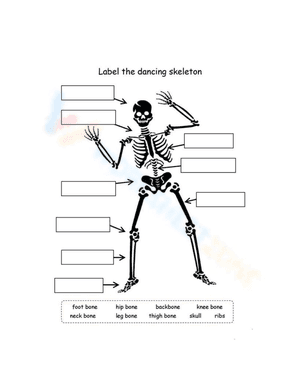 Label the dancing skeleton