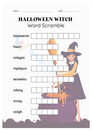 Halloween Witch Word Scramble