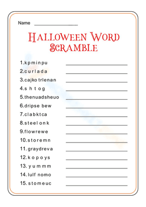 Halloween Word Scramble 2