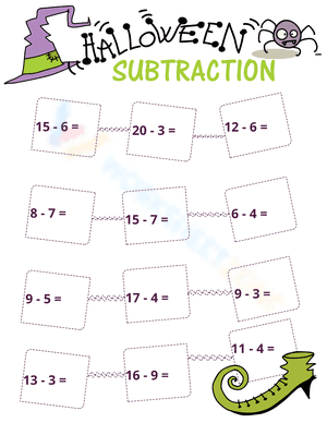 Subtraction Halloween Math Worksheet