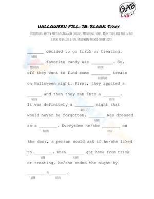 Halloween Fill-In-Blank Story