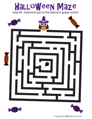 Owl Halloween Maze Worksheet