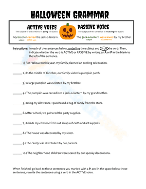 Halloween Grammar - Active & Passive Voice