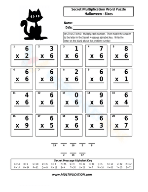 Secret Multiplication Word Puzzle 6