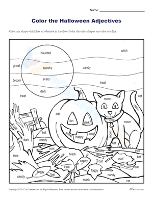 Color the Halloween Adjectives