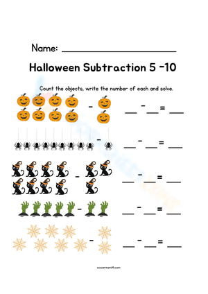Halloween Subtraction 5 to 10