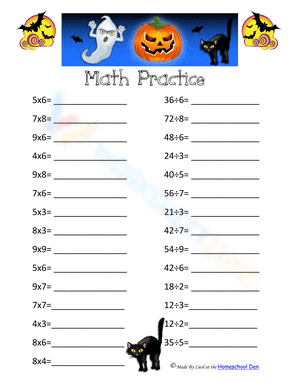 Halloween Multiplication Division Practice 1
