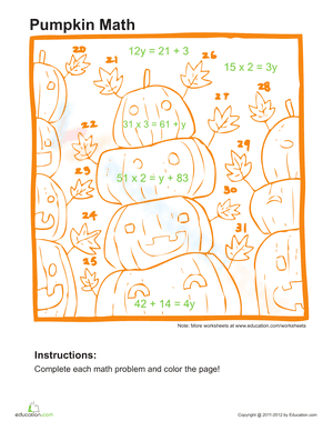 Algebra Pumpkin Math