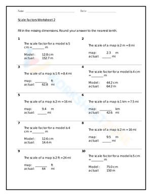 Scale Factors- Worksheet 2
