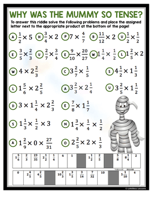 Halloween Multiply Fractions Riddle