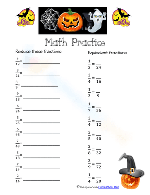 Halloween Fraction Practice 2