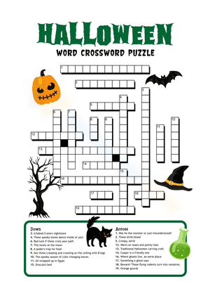 Halloween Themed Word Crossword Puzzle