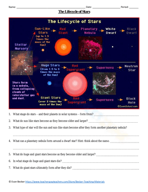 Star Stages Worksheet