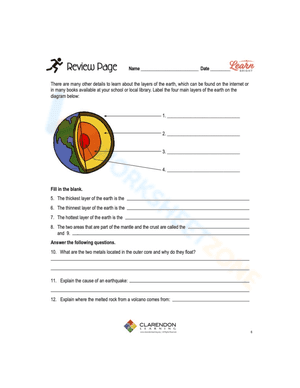 Layers of the Earth Practice Worksheet