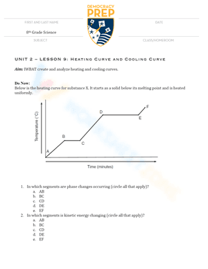 UNIT 2 – LESSON 9_ Heating Curve and Cooling