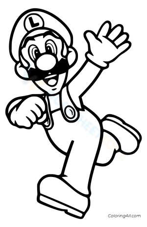 Running Luigi Coloring Page