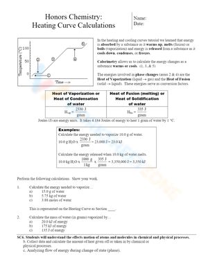 Honors Chemistry_ Heating Curve Calculations