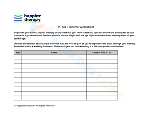 PTSD Timeline Worksheet- Relational Trauma Worksheet
