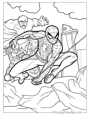 Spider-Man With The Avengers Coloring Sheet