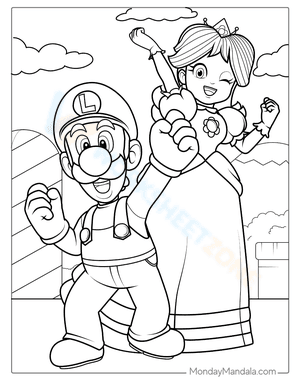 Princess Peach And Luigi To Color