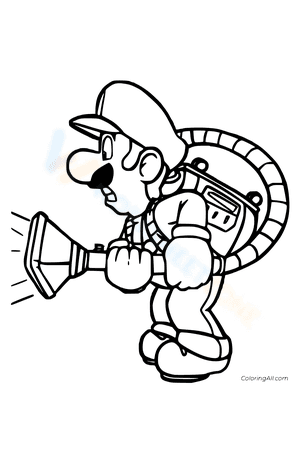 Luigi with Equipment Coloring Page