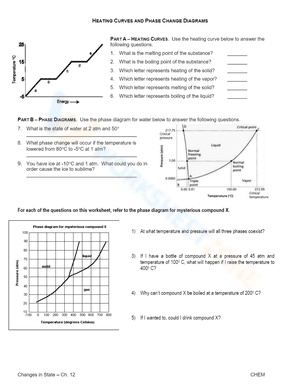 Heating Curves and Phase Change Diagram Worksheet
