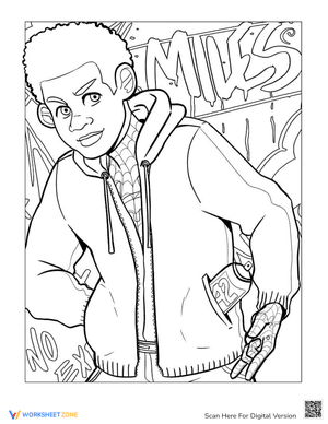 Happy Miles Morales Coloring Page