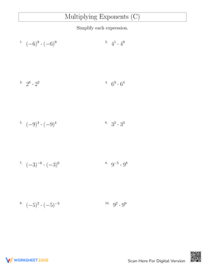 Multiplying Exponents C