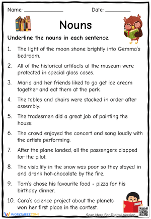 Underline the Nouns 8