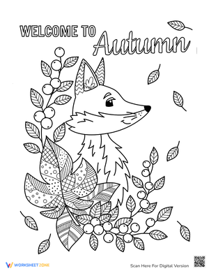 Autumn Woodland Fox Coloring Sheet