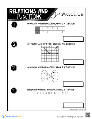 Relations and Functions Practice Worksheet
