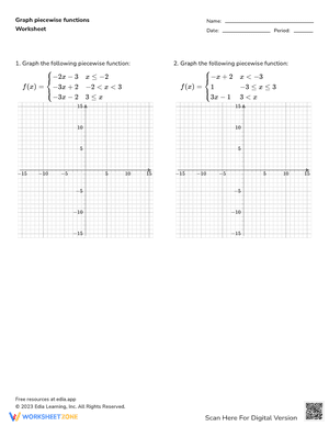 Graph Piecewise Functions - Worksheet