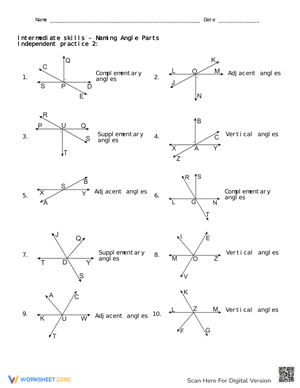 Naming Specified Angles Worksheet