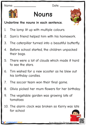 Underline the Nouns 6