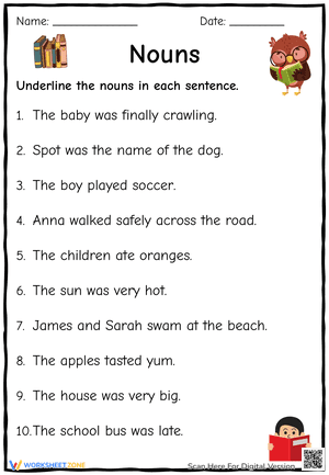 Underline the Nouns 1