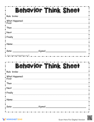 Behavior Think Sheet