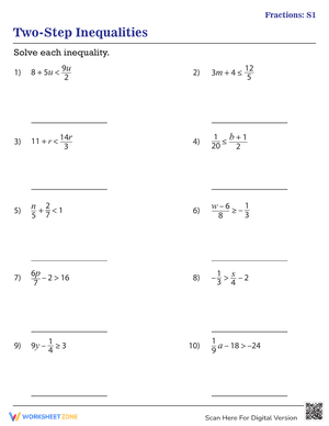 Solving Two-Step Inequalities with Fractions