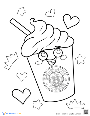 Cartoon Starbucks Frappe Coloring Page