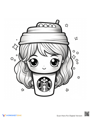 Starbucks Cute Girl Coloring Page