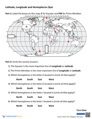 Latitude Longitude and Hemispheres Quiz