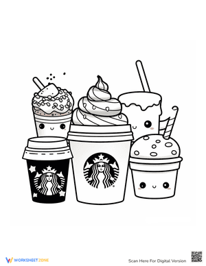 Kawaii Starbucks Coloring Page