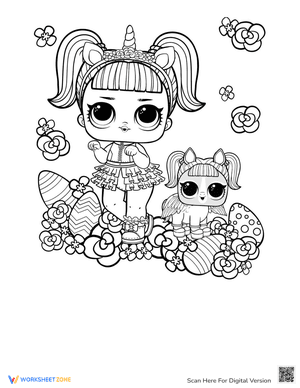 LOL Unicorn Coloring Pages Doll and Pet for Easter