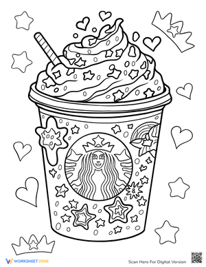 Detailed Starbucks Christmas Frappe Coloring Page