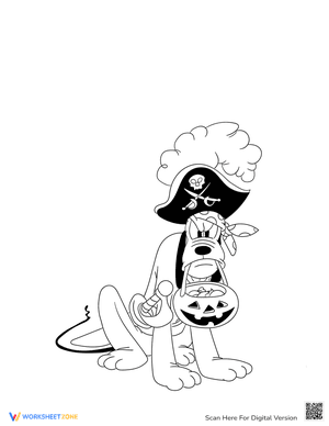 Pluto the Pirate Halloween Coloring Page