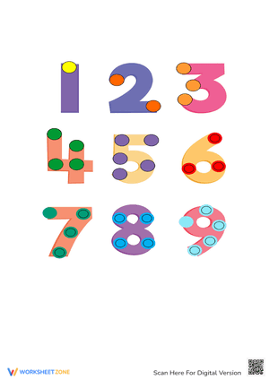 Touch Math Numbers Clip Art 1-9