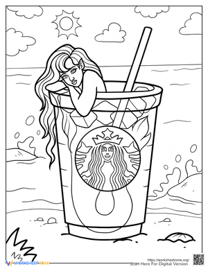 Mermaid Inside Starbucks Coloring