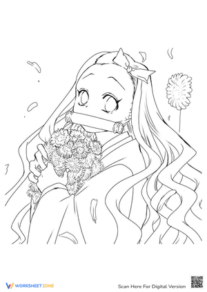 Cute Nezuko Holding Flowers