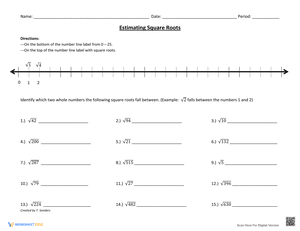 Estimating Square Roots on a Number Line